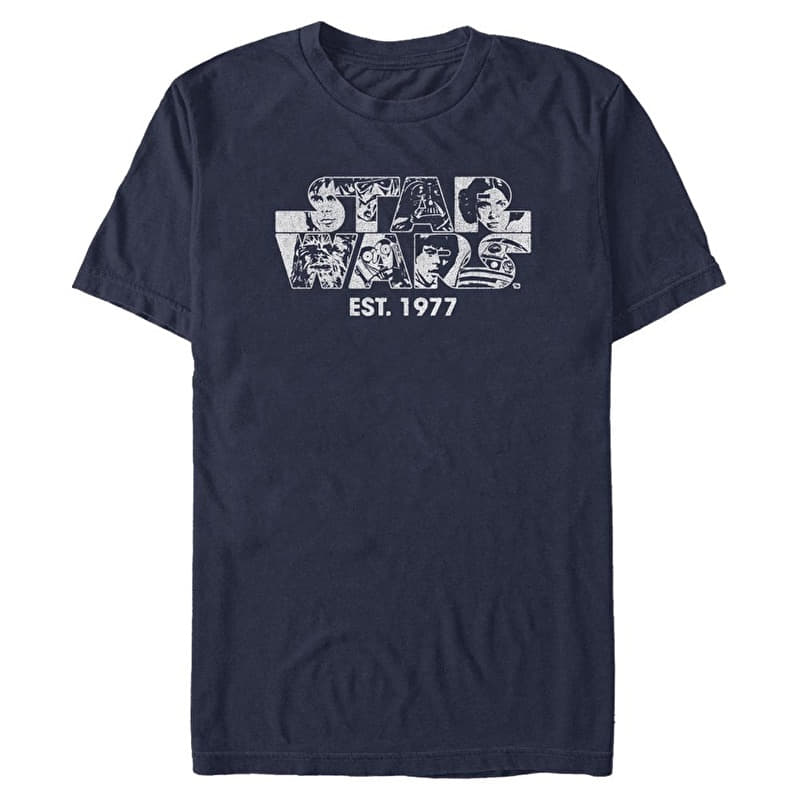 Merch Star Wars - Logo Faces Men's T-Shirt Navy Blue