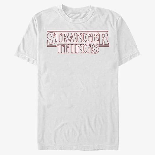 T-shirt Merch Netflix Stranger Things - Stranger Red Outline Logo Men's T-Shirt White