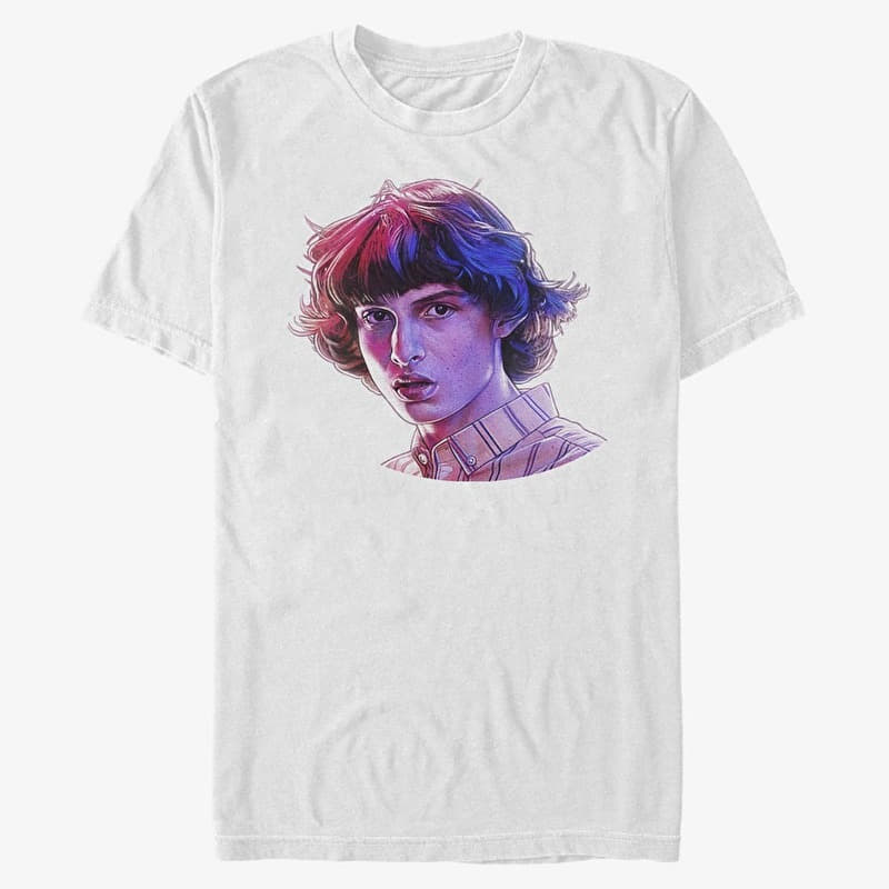 Tričko Merch Netflix Stranger Things - Mike Big Face Men's T-Shirt White