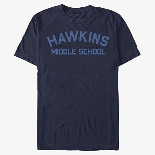 Majica Merch Netflix Stranger Things - Hawkins Mid School Men's T-Shirt Navy Blue