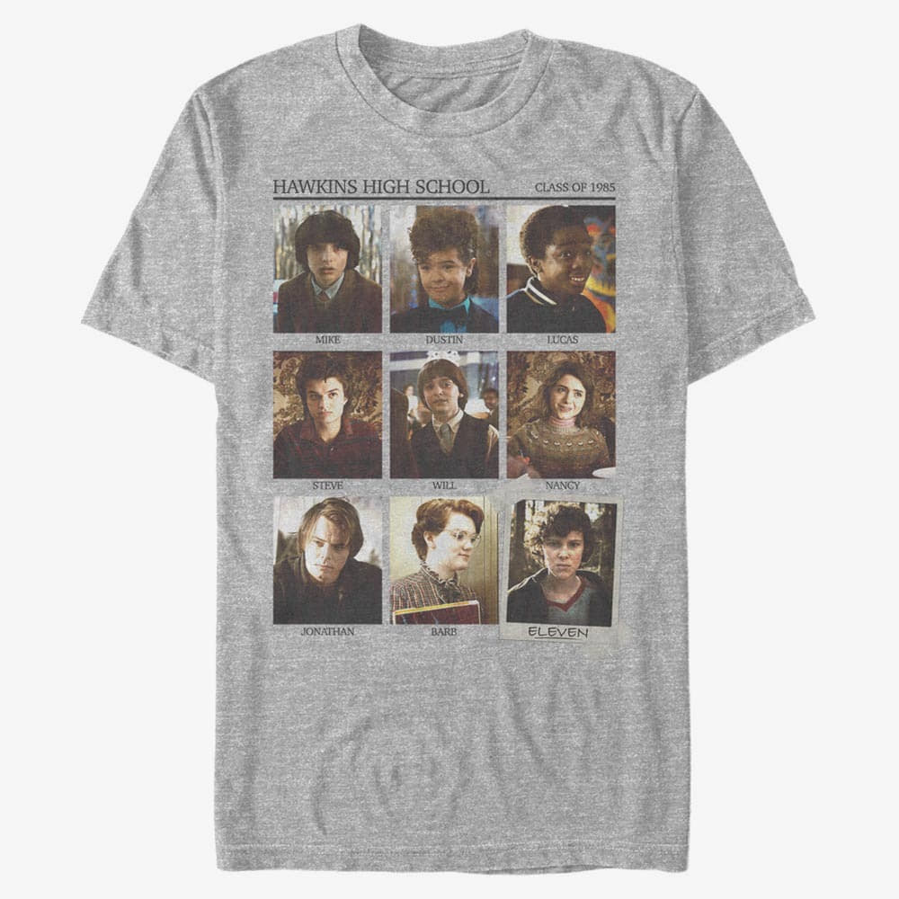 T-Shirts Merch Netflix Stranger Things - Hawkins High Men's T-Shirt Heather Grey