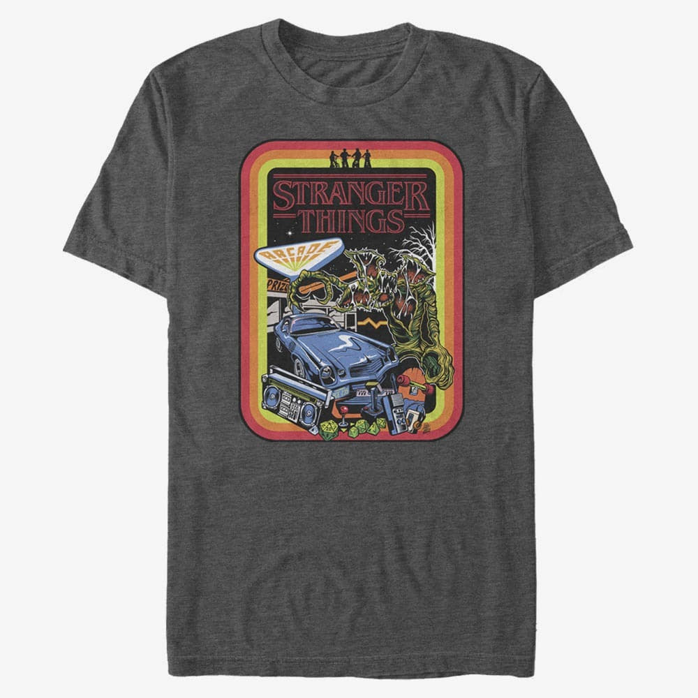 T-Shirts Merch Netflix Stranger Things - Retro Mash Men's T-Shirt Dark Heather Grey