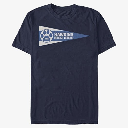Majica Merch Netflix Stranger Things - Hawkins Pennant Flag Men's T-Shirt Navy Blue