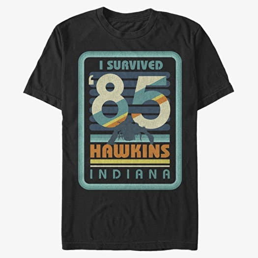 Tričko Merch Netflix Stranger Things - I Survived Hawkins Men's T-Shirt Black