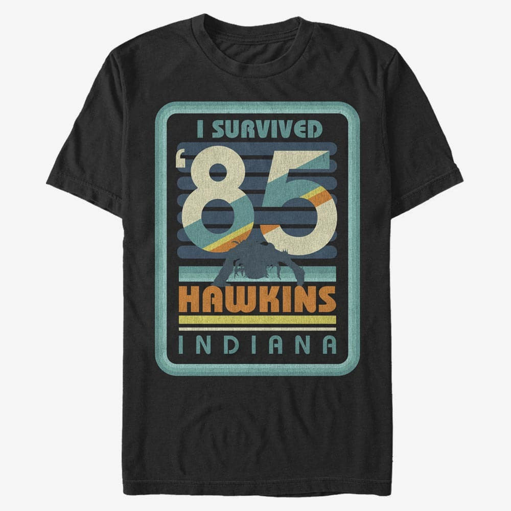 majice kratkih rukava Merch Netflix Stranger Things - I Survived Hawkins Men's T-Shirt Black