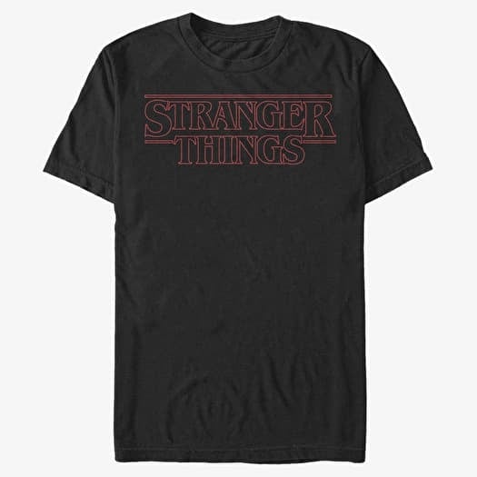 T-shirt Merch Netflix Stranger Things - Stranger Red Outline Logo Men's T-Shirt Black
