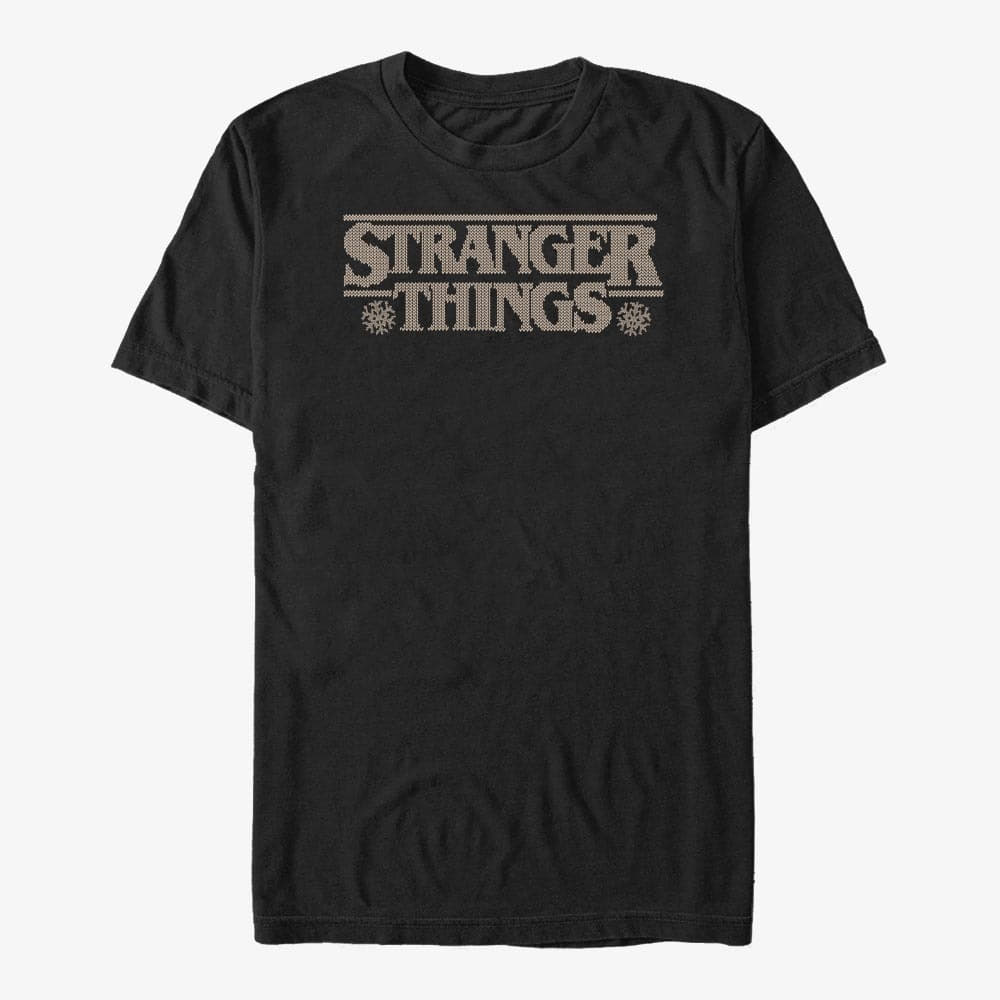T-Shirts Merch Netflix Stranger Things - Knitted Logo Men's T-Shirt Black
