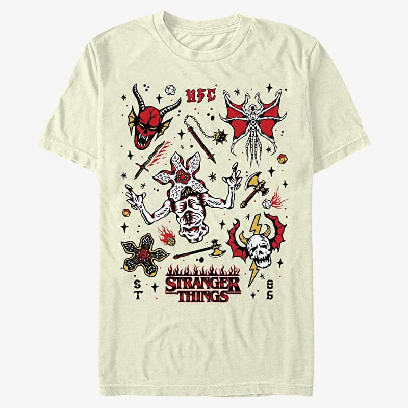T-skjorte Merch Netflix Stranger Things - Stranger Flash Sheet Men's T-Shirt Natural