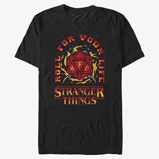 T-shirt Merch Netflix Stranger Things - Fire and Dice Men's T-Shirt Black
