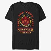 Merch Netflix Stranger Things - Fire and Dice Men's T-Shirt Black
