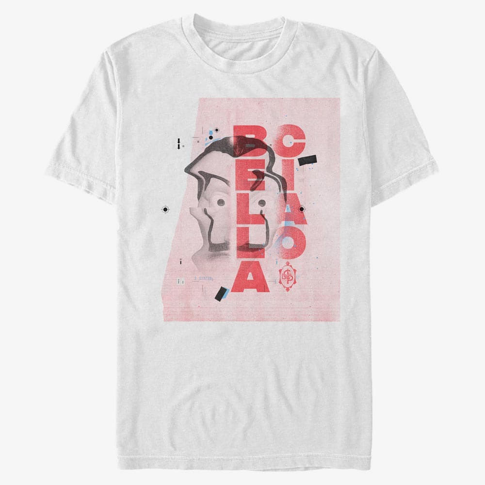 majice kratkih rukava Merch Netflix Money Heist - Warped Mask Collage Men's T-Shirt White