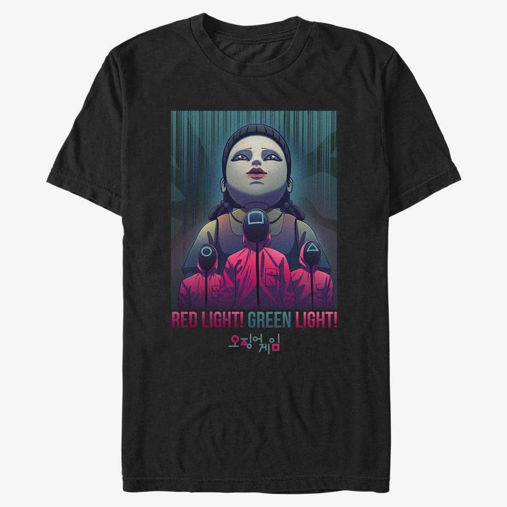 majice kratkih rukava Merch Netflix Squid Game - Red Light eyes Men's T-Shirt Black