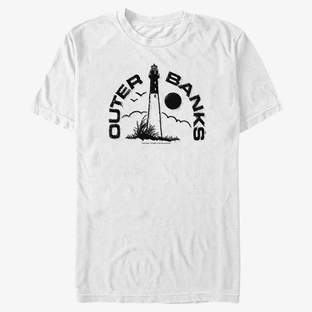 Tričká Merch Netflix Outer Banks - Lighthouse Badge Men's T-Shirt White
