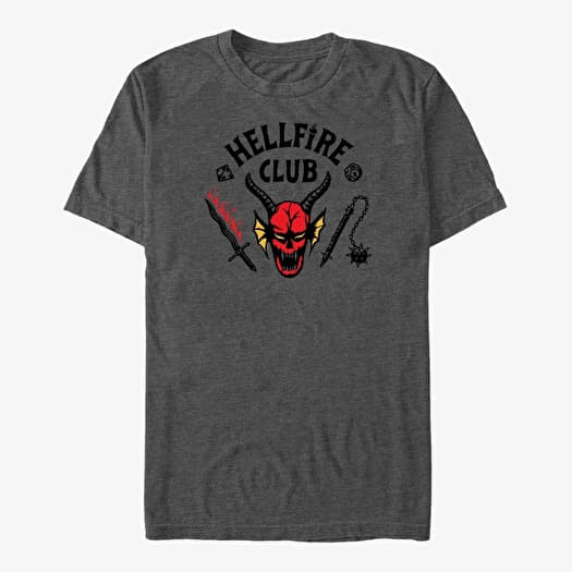 Tričko Merch Netflix Stranger Things - Hellfire Cut Men's T-Shirt Dark Heather Grey