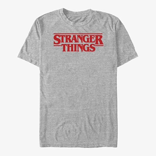 T-shirt Merch Netflix Stranger Things - Stranger Red Logo Men's T-Shirt Heather Grey