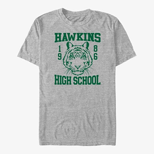 Marškinėliai Merch Netflix Stranger Things - Hawkins High School 1986 Men's T-Shirt Heather Grey
