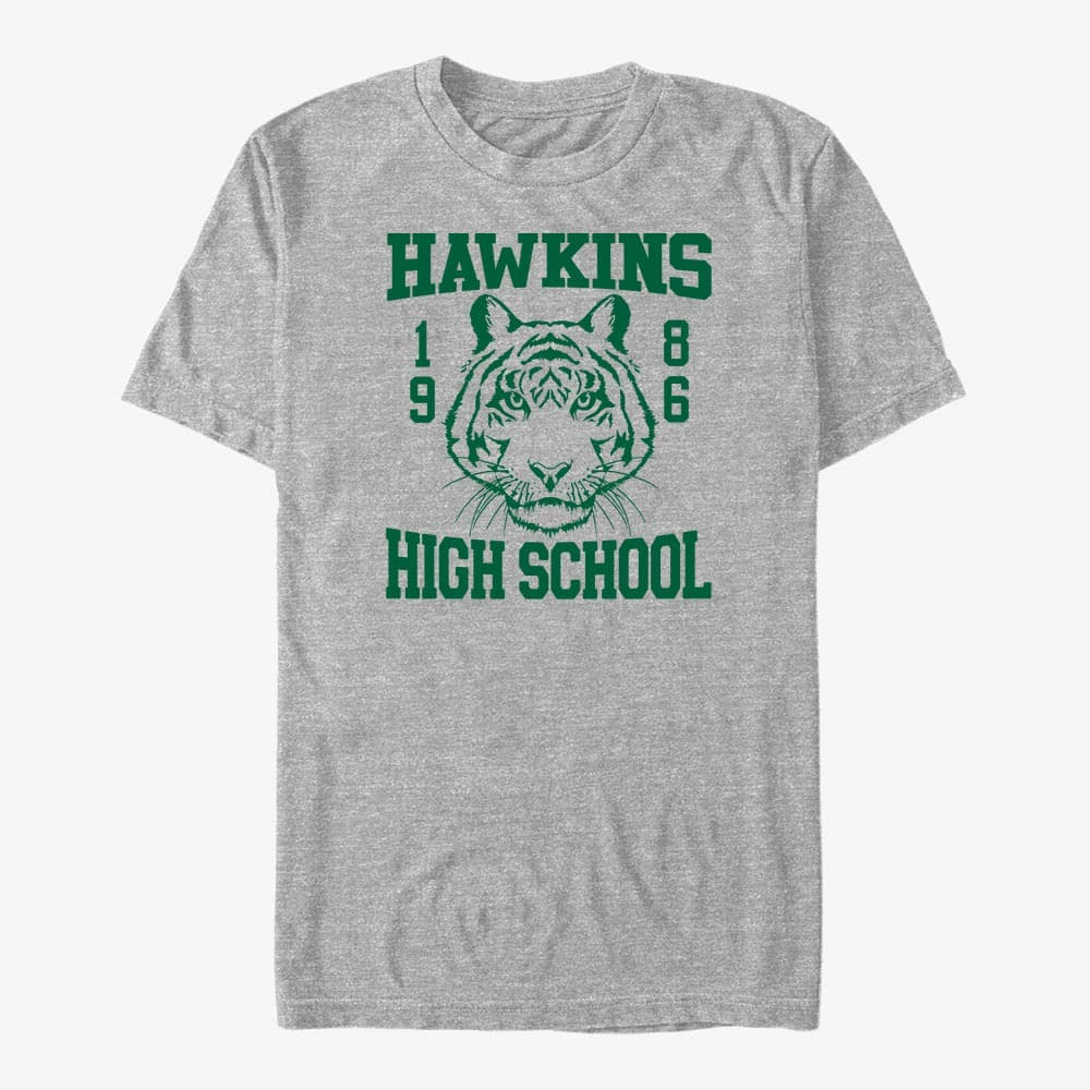 majice kratkih rukava Merch Netflix Stranger Things - Hawkins High School 1986 Men's T-Shirt Heather Grey