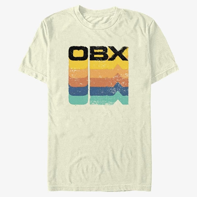 Tričko Merch Netflix Outer Banks - OBX Rainbow Stack Men's T-Shirt Natural