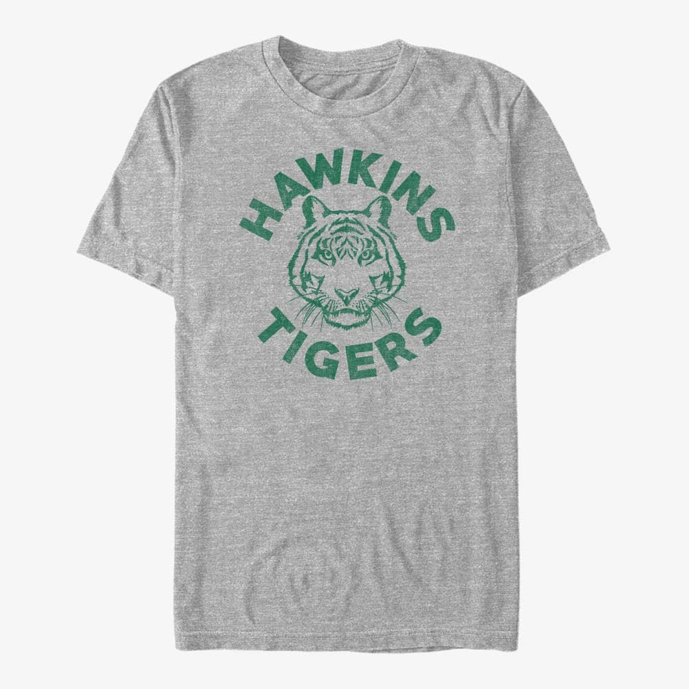 majice kratkih rukava Merch Netflix Stranger Things - Hawkins Tigers Green Men's T-Shirt Heather Grey