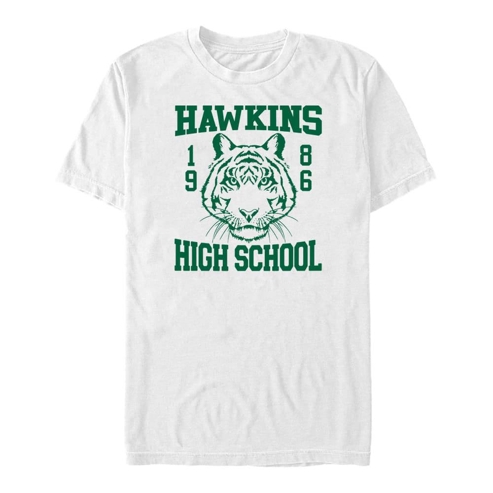 majice kratkih rukava Merch Netflix Stranger Things - Hawkins High School 1986 Men's T-Shirt White