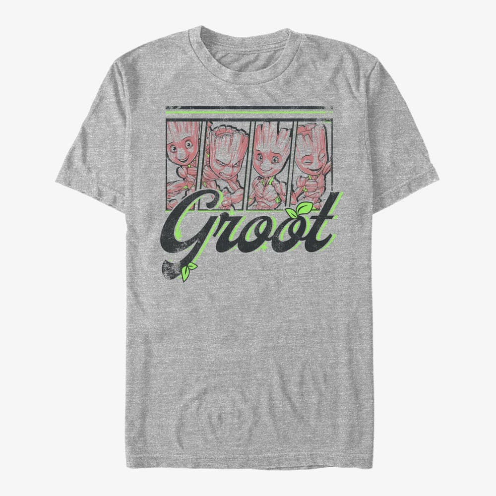 T-särgid Merch Marvel Guardians Of The Galaxy Classic - FOUR PANEL GROOT Men's T-Shirt Heather Grey