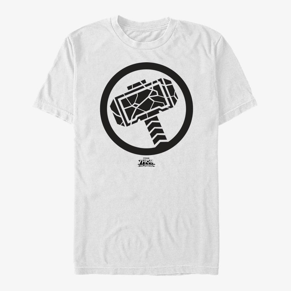 majice kratkih rukava Merch Marvel Thor: Love and Thunder - Mjollnir Black Men's T-Shirt White