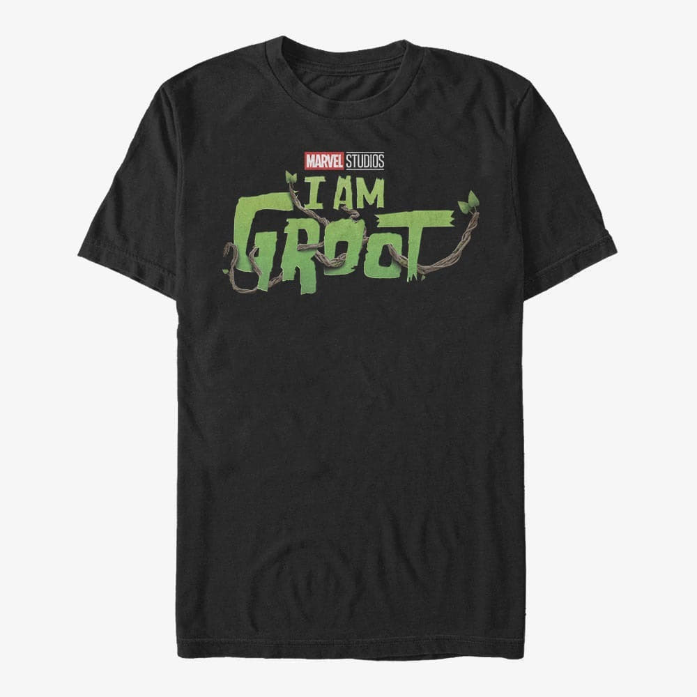 Koszulki Merch Marvel I Am Groot - Groot Main Logo Men's T-Shirt Black