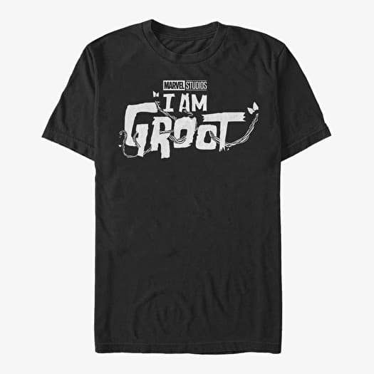 Tričko Merch Marvel I Am Groot - Groot White Logo Men's T-Shirt Black