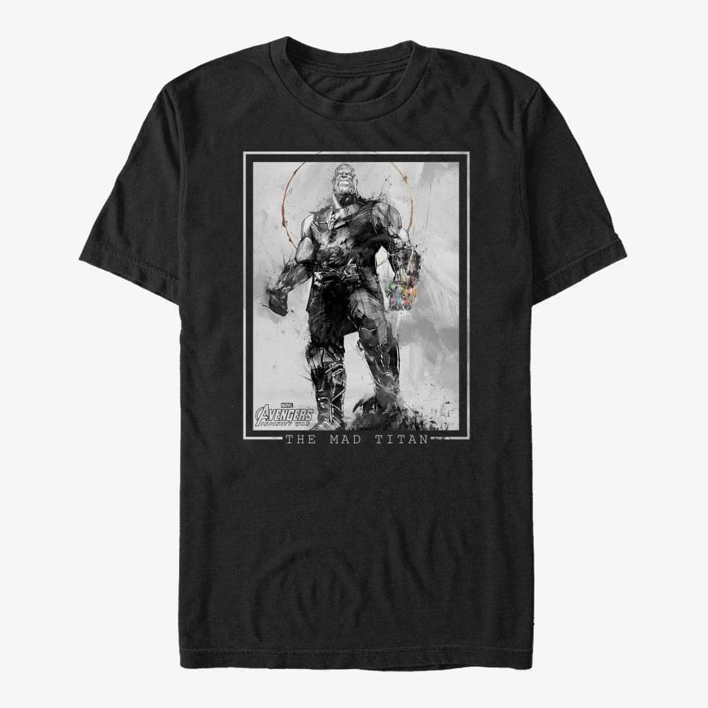 majice kratkih rukava Merch Marvel Avengers: Infinity War - Mad Titan Thanos Unisex T-Shirt Black