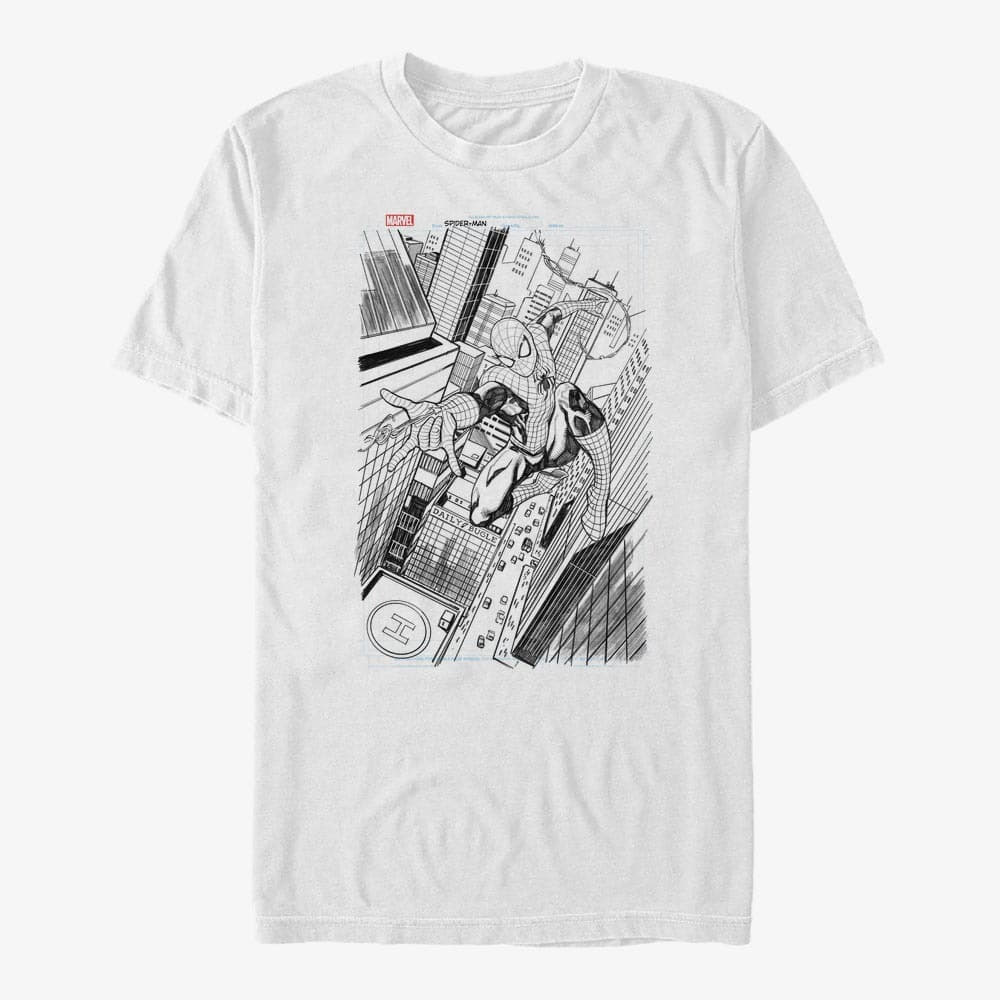 T-Shirts Merch Marvel Spider-Man Classic - City Swings Men's T-Shirt White