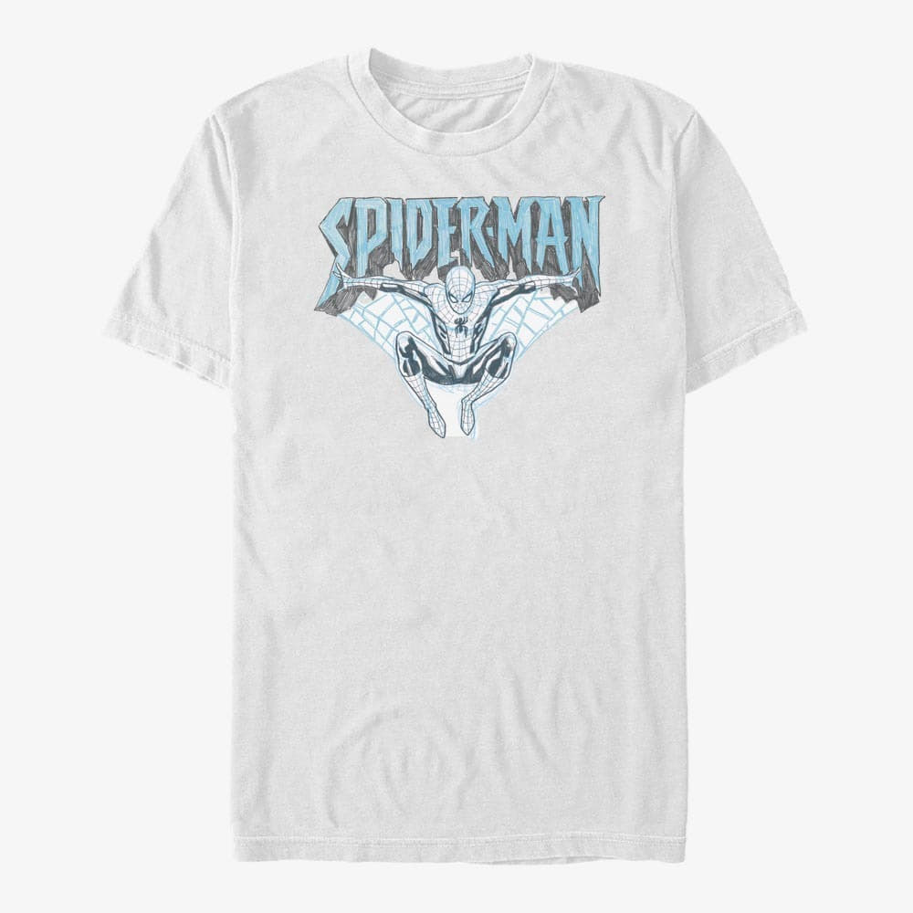 Camisetas Merch Marvel Spider-Man Classic - Pencil Webs Men's T-Shirt White