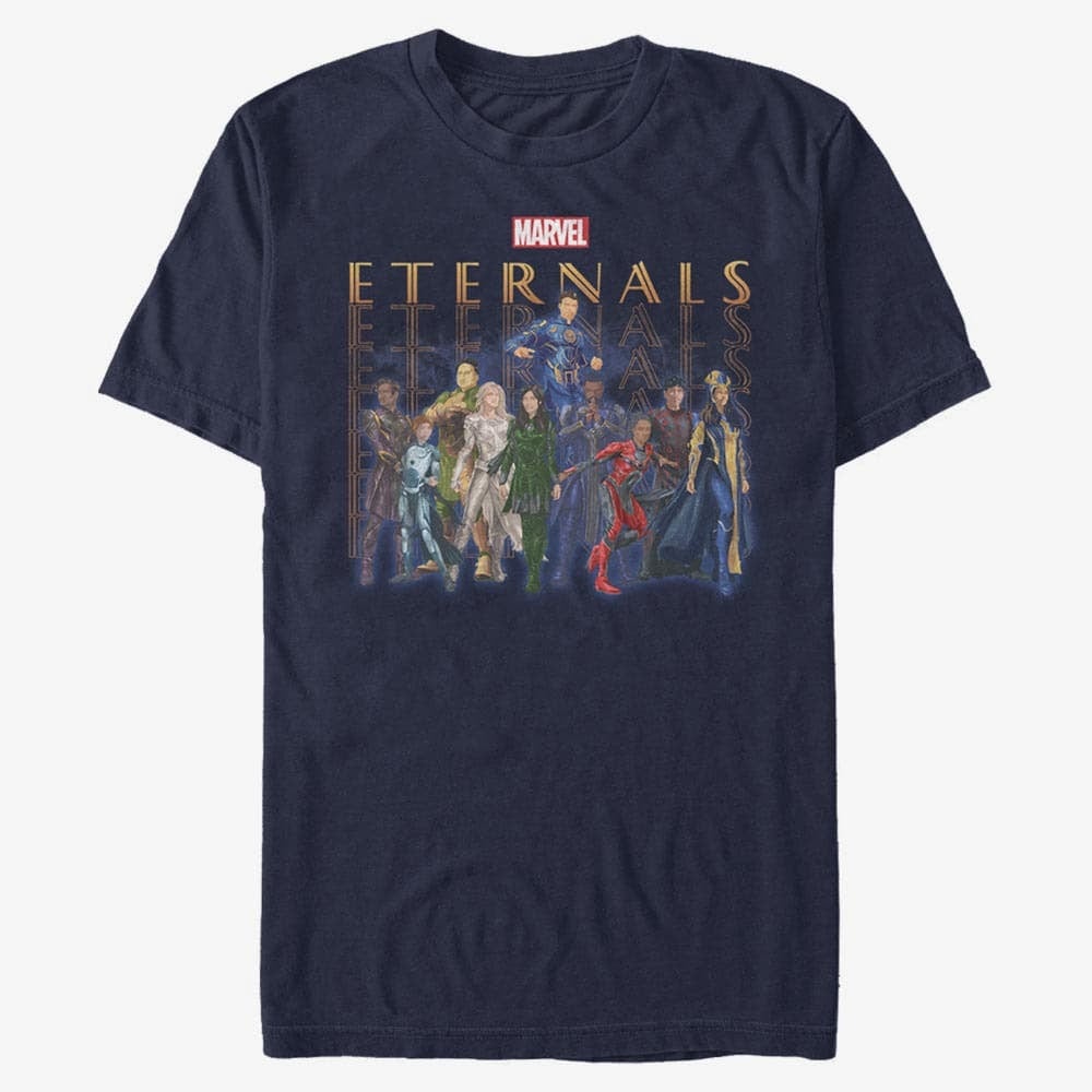 Тениски Merch Marvel The Eternals - ETERNALS GROUP REPEATING Men's T-Shirt Navy Blue
