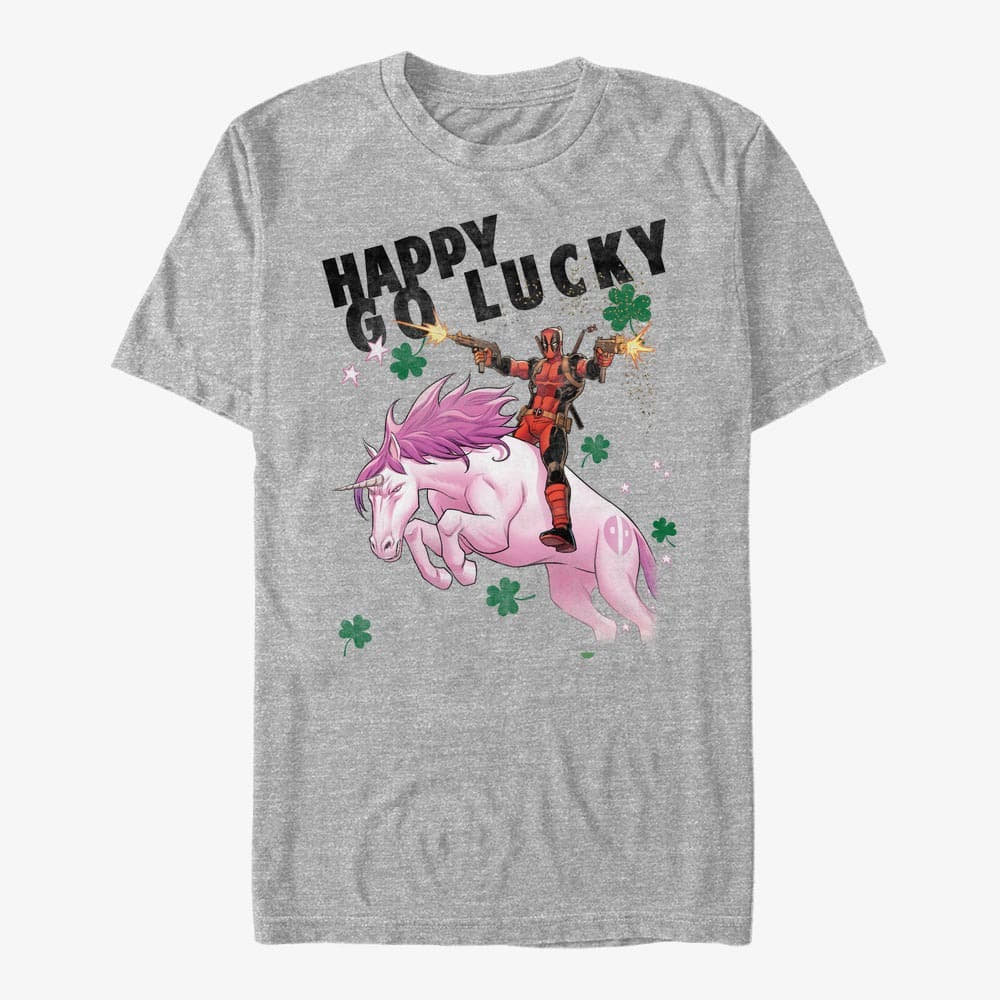 T-shirts Merch Marvel Deadpool - Charm Lucky Men's T-Shirt Heather Grey