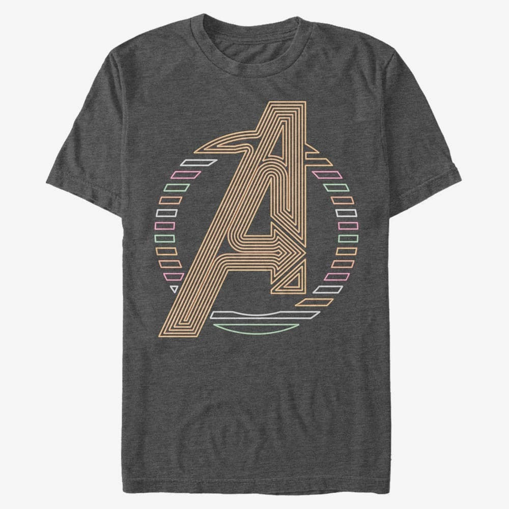 Camisetas Merch Marvel Classic - Neon Avengers Icon Men's T-Shirt Dark Heather Grey