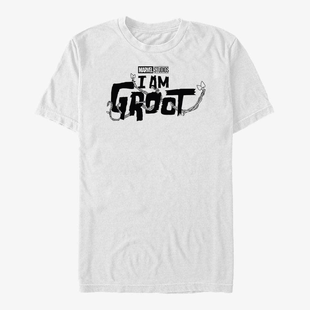 T-särgid Merch Marvel I Am Groot - Groot Black Logo Men's T-Shirt White