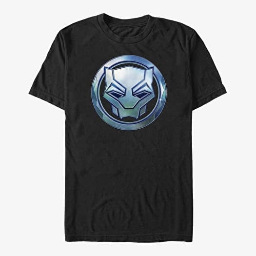Póló Merch Marvel Black Panther: Wakanda Forever - Black Panther Sigil Metal Men's T-Shirt Black