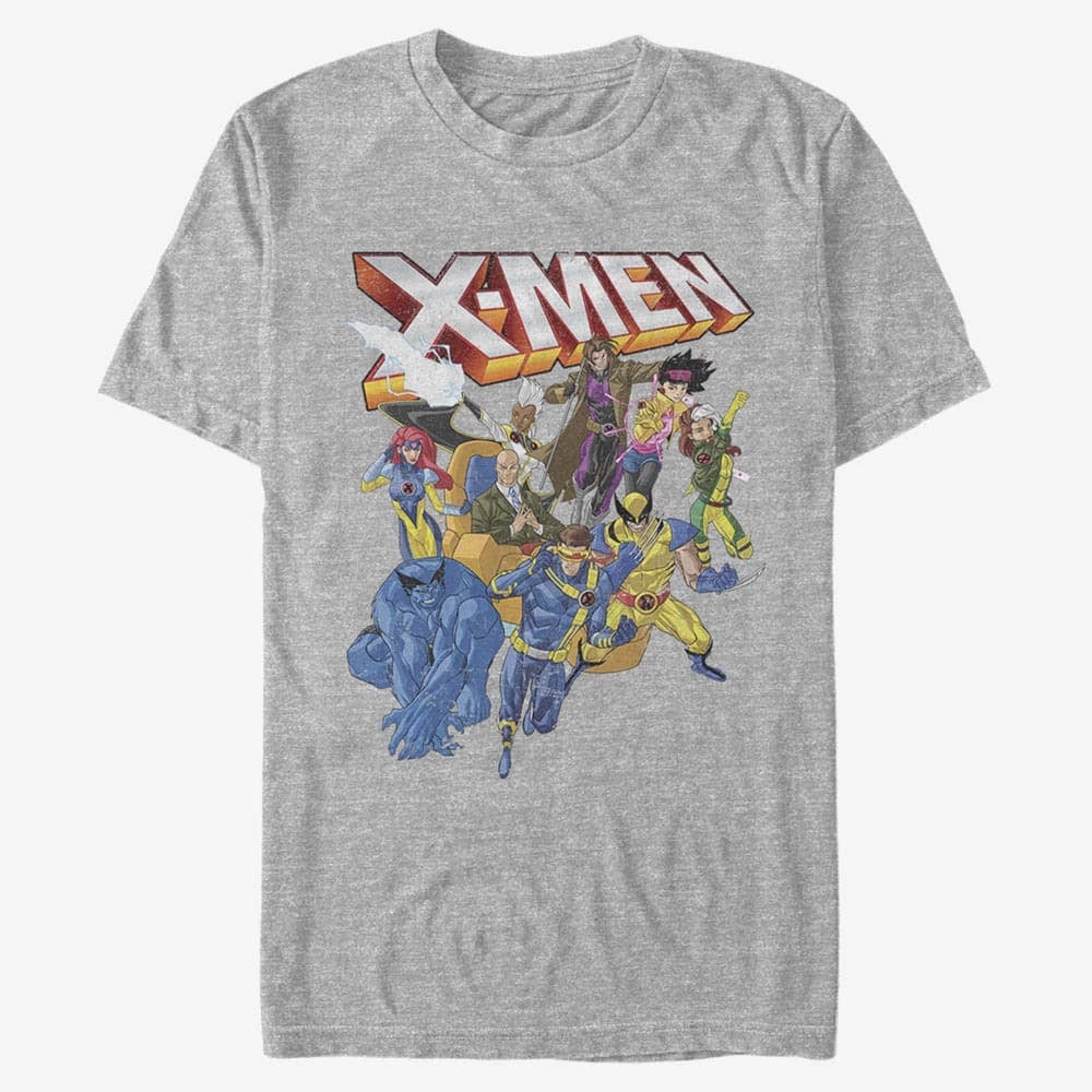 T-shirts Merch Marvel X-Men - XMEN DISTRESSED GROUP SHOT Men's T-Shirt Heather Grey