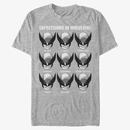 T-shirt Merch Marvel X-Men - EXPRESSIONS OF WOLVERINE Men's T-Shirt Heather Grey