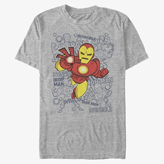 Tričko Merch Marvel Avengers Classic - Ironman Retro Toss Men's T-Shirt Heather Grey