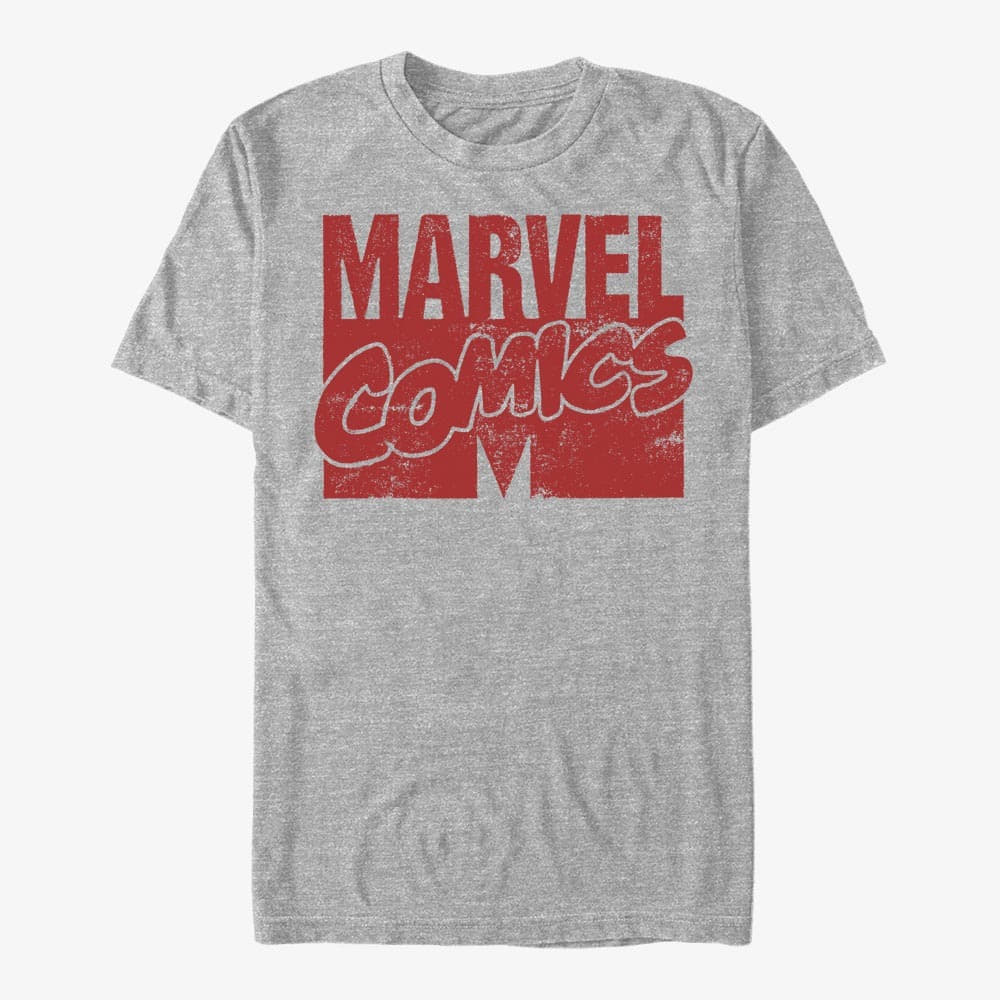 T-shirts Merch Marvel - LOGO DISTRESSED Men's T-Shirt Heather Grey