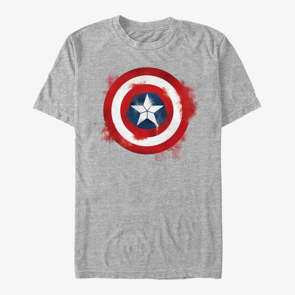 Trička Merch Marvel Avengers: Endgame - Captain America Spray Logo Men's T-Shirt Heather Grey