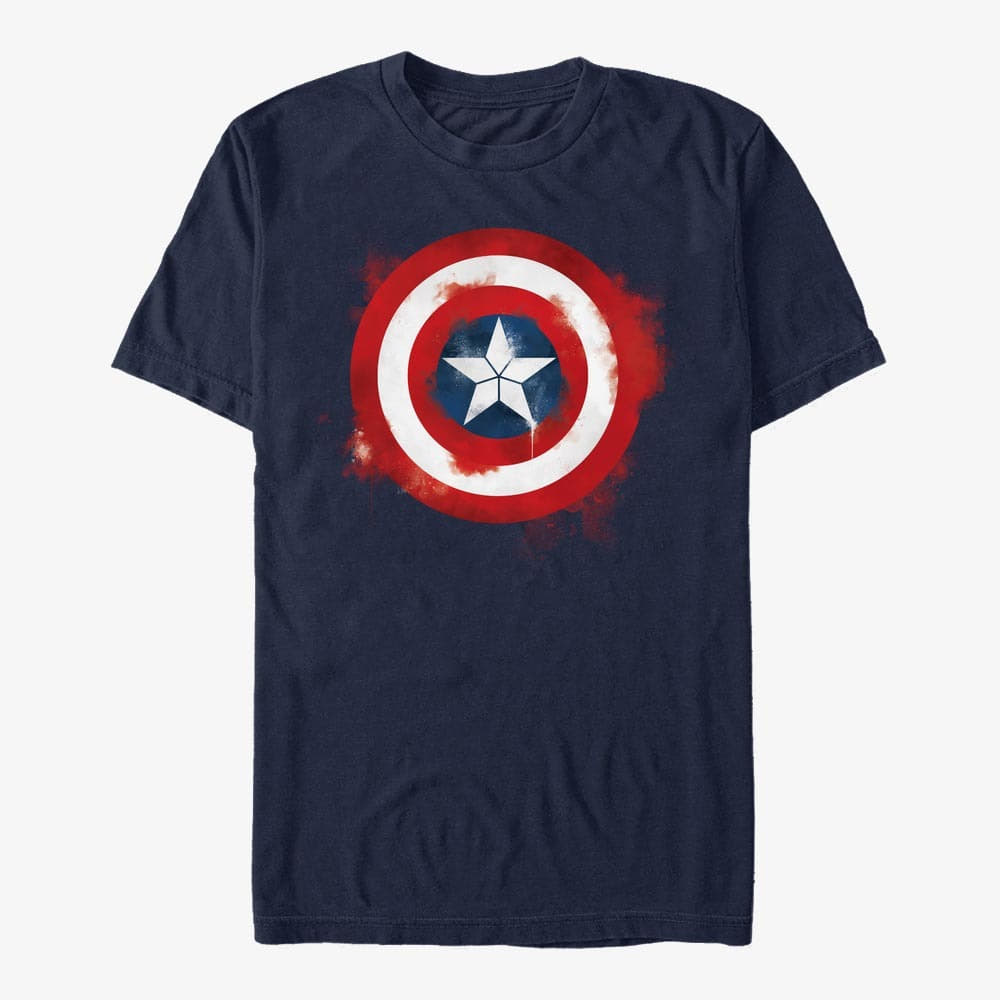 T-shirts Merch Marvel Avengers: Endgame - Captain America Spray Logo Men's T-Shirt Navy Blue