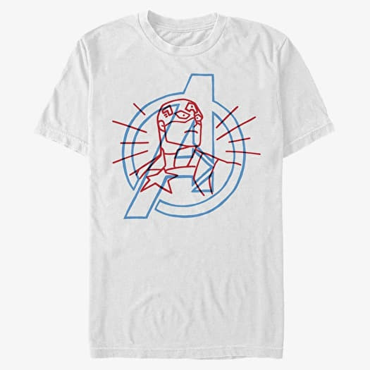 Tričko Merch Marvel Avengers Classic - Cap Doodle Avengers Men's T-Shirt White
