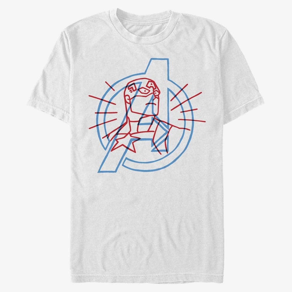 T-Shirts Merch Marvel Avengers Classic - Cap Doodle Avengers Men's T-Shirt White