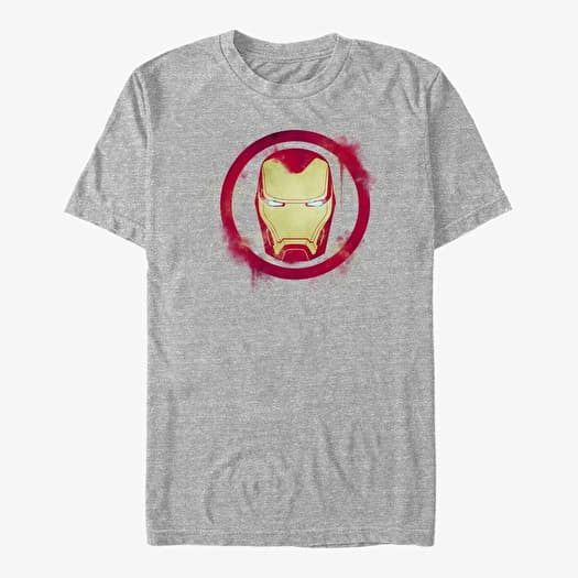 Tričko Merch Marvel Avengers Endgame - Iron Man Spray Logo Unisex T-Shirt Heather Grey