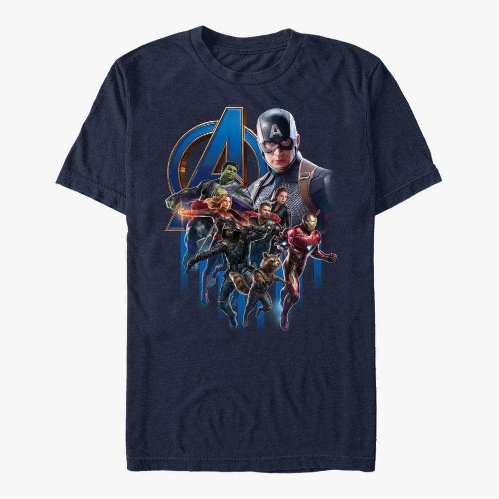T-Shirts Merch Marvel Avengers: Endgame - Avengers Group Poster Men's T-Shirt Navy Blue