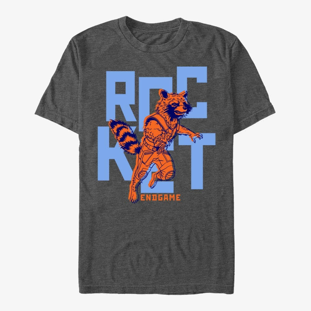 T-särgid Merch Marvel Avengers: Endgame - Text Pop Rocket Men's T-Shirt Dark Heather Grey