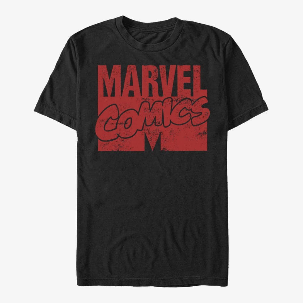 T-shirts Merch Marvel - LOGO DISTRESSED Men's T-Shirt Black