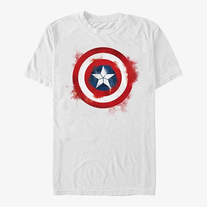 T-shirt Merch Marvel Avengers: Endgame - Captain America Spray Logo Men's T-Shirt White