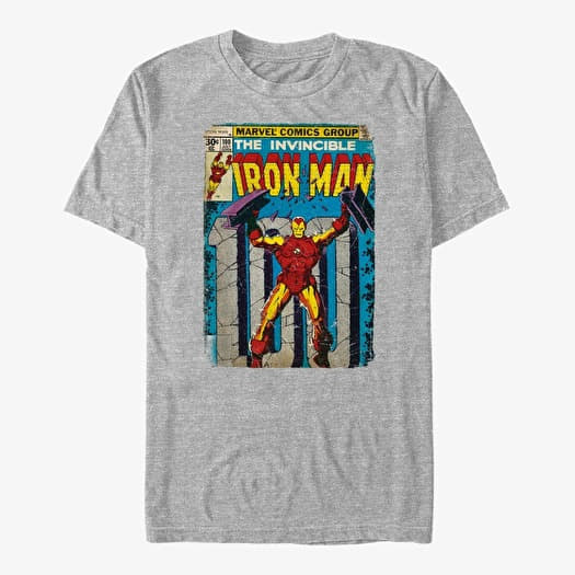 Tričko Merch Marvel Avengers Classic - IronMan ComicCover Comp Men's T-Shirt Heather Grey